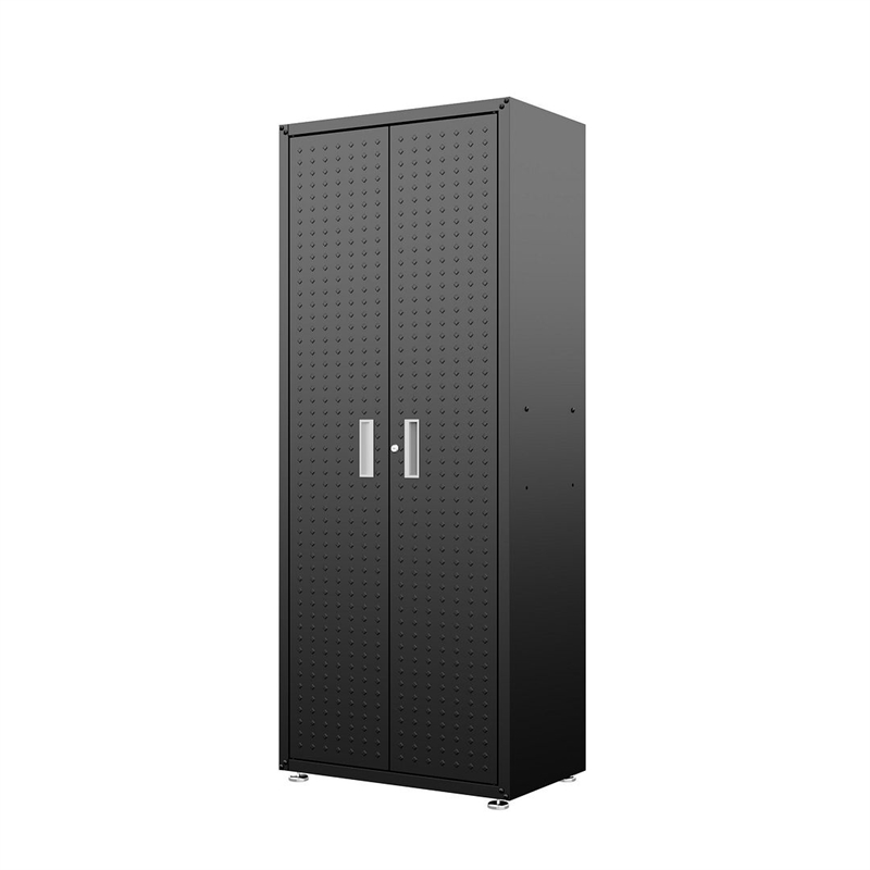 Pemberly Row Contemporary Tall Metal Garage Cabinet in Charcoal