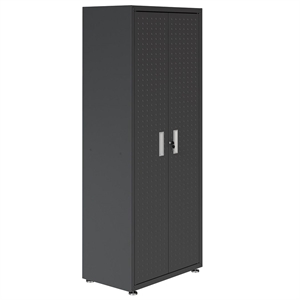 Pemberly Row Contemporary Tall Metal Garage Cabinet in Charcoal