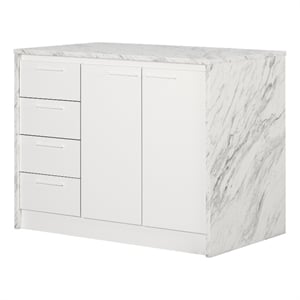Pemberly Row 47&quotW Engineered Wood Kitchen Island with Storage in White