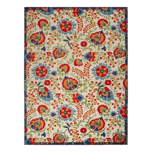 Pemberly Row Contemporary 12' x 15' Multicolor Fabric Farmhouse Area Rug