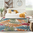 Pemberly Row Contemporary 12' x 15' Multicolor Fabric Tropical Area Rug