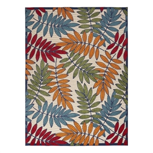 Pemberly Row Contemporary 12' x 15' Multicolor Fabric Tropical Area Rug