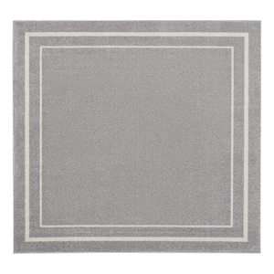Pemberly Row 60&quot Square Contemporary Indoor/Outdoor Rug in Gray/Ivory