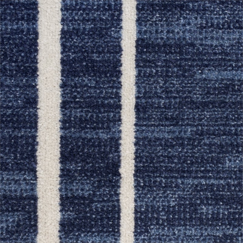 Pemberly Row 5' x Square Navy/Ivory Contemporary Indoor/Outdoor Rug