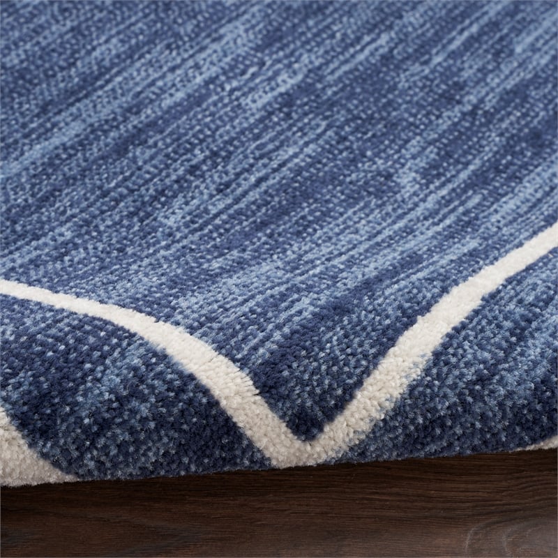 Pemberly Row 5' x Square Navy/Ivory Contemporary Indoor/Outdoor Rug