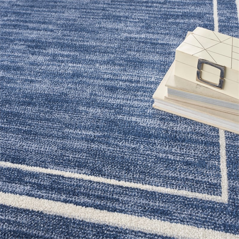 Pemberly Row 5' x Square Navy/Ivory Contemporary Indoor/Outdoor Rug