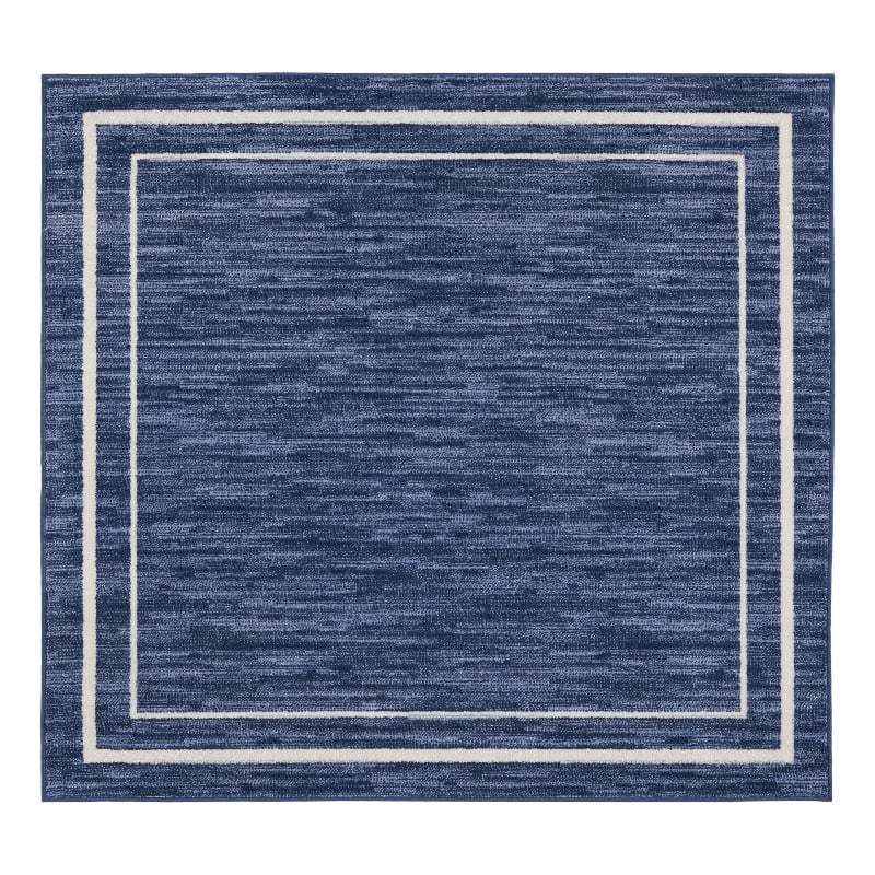 Pemberly Row 5' x Square Navy/Ivory Contemporary Indoor/Outdoor Rug