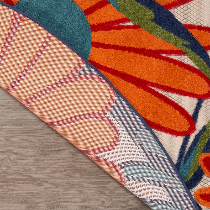 Pemberly Row 8' Round Multicolor Fabric Contemporary Area Rug