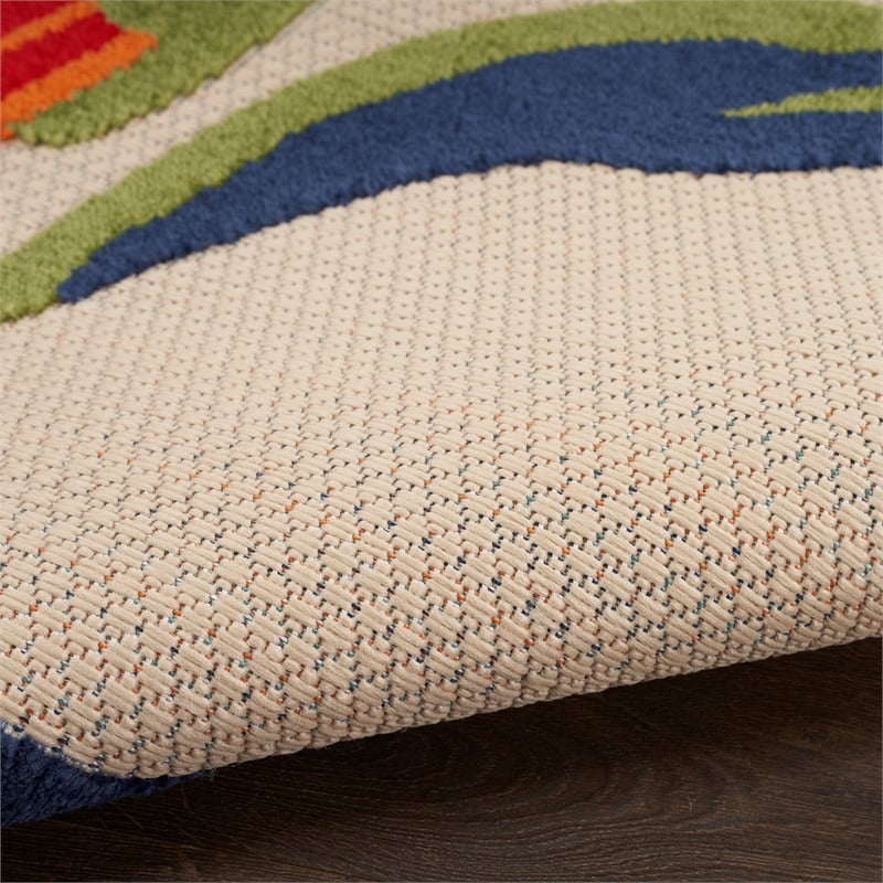 Pemberly Row 8' Round Multicolor Fabric Contemporary Area Rug