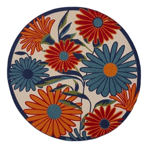 Pemberly Row 8' Round Multicolor Fabric Contemporary Area Rug