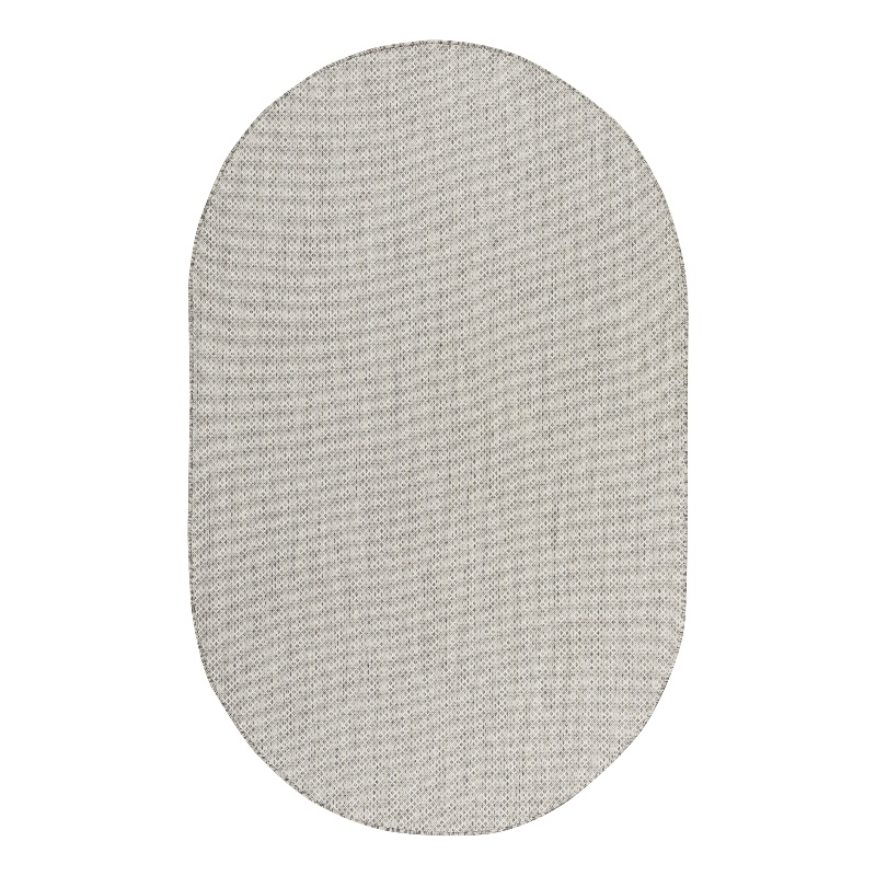Pemberly Row 5' x 8' Oval Ivory Silver Fabric Modern Area Rug