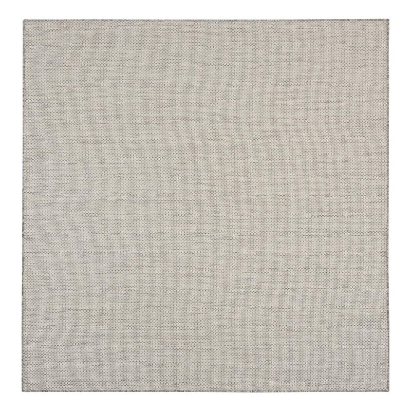 Pemberly Row Contemporary 6' Square Ivory Silver Fabric Modern Area Rug