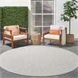 Pemberly Row Contemporary 8' Round Ivory Silver Fabric Modern Area Rug