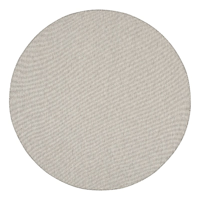 Pemberly Row Contemporary 8' Round Ivory Silver Fabric Modern Area Rug