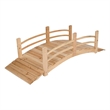 Pemberly Row Cedar Wood Garden Bridge with Handle Rails in Beige