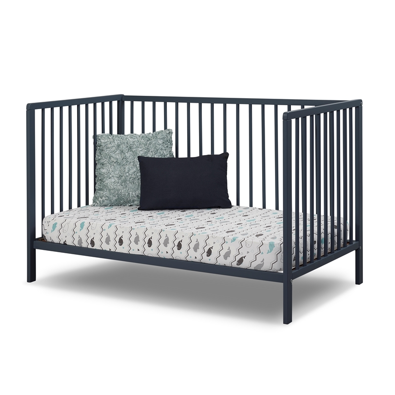 Pemberly Row Contemporary Wood 3-in-1 Convertible Crib in Gray