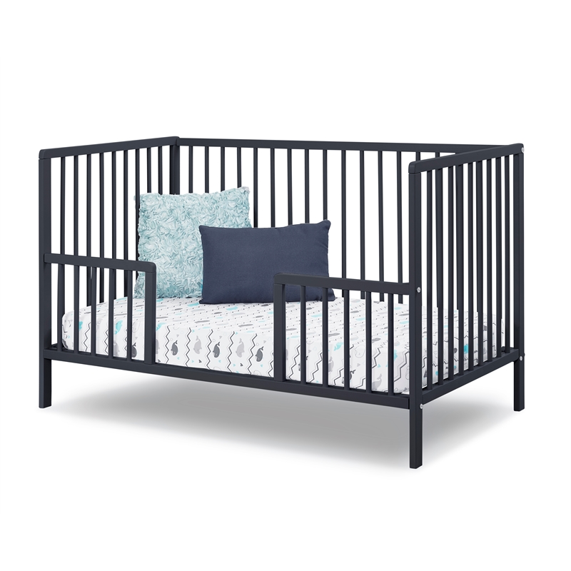 Pemberly Row Contemporary Wood 3-in-1 Convertible Crib in Gray
