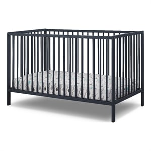 Pemberly Row Contemporary Wood 3-in-1 Convertible Crib in Gray