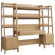 Pemberly Row 3-Piece Modern Style Wood Office Desk and Bookshelf - Oak