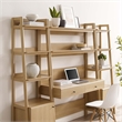 Pemberly Row 3-Piece Modern Style Wood Office Desk and Bookshelf - Oak