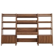 Pemberly Row 3-Piece Wood Office Desk and Bookshelf in Walnut