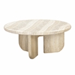 Pemberly Row Contemporary Concrete Round Coffee Table in Tan