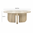Pemberly Row Contemporary Concrete Round Coffee Table in Tan