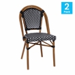 Pemberly Row Contemporary Rattan Chairs in Black/White (Set of 2)