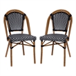 Pemberly Row Contemporary Rattan Chairs in Black/White (Set of 2)
