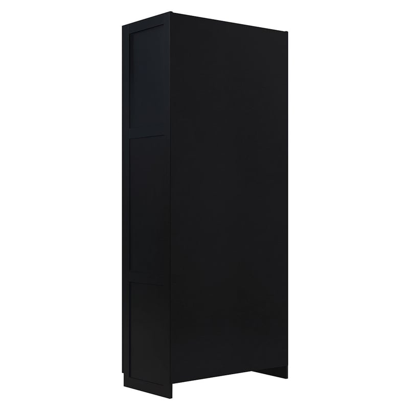 Pemberly Row Contemporary Engineered Wood Storage Closet in Black
