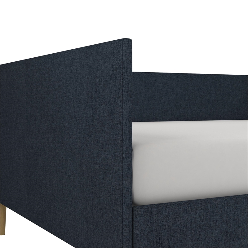 Pemberly Row Mid-Century Full Size Upholstered Daybed in Navy Linen