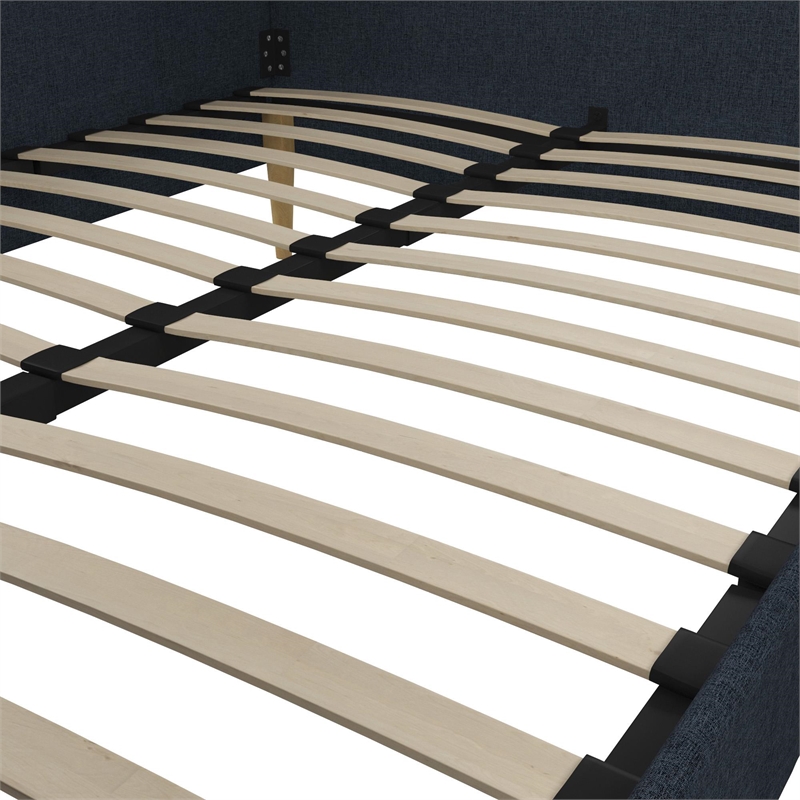 Pemberly Row Mid-Century Full Size Upholstered Daybed in Navy Linen