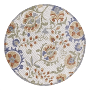 Pemberly Row 94&quotx94&quot Polypropylene Fabric Area Rug in Ivory and Blue