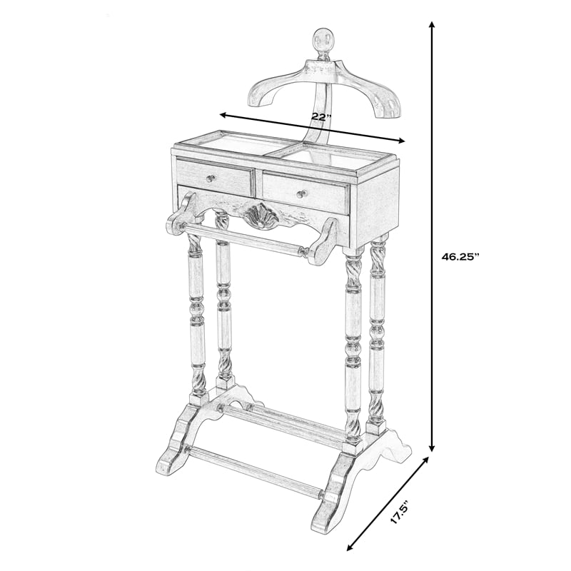 Pemberly Row Contemporary Clothing Valet Stand - Medium Brown