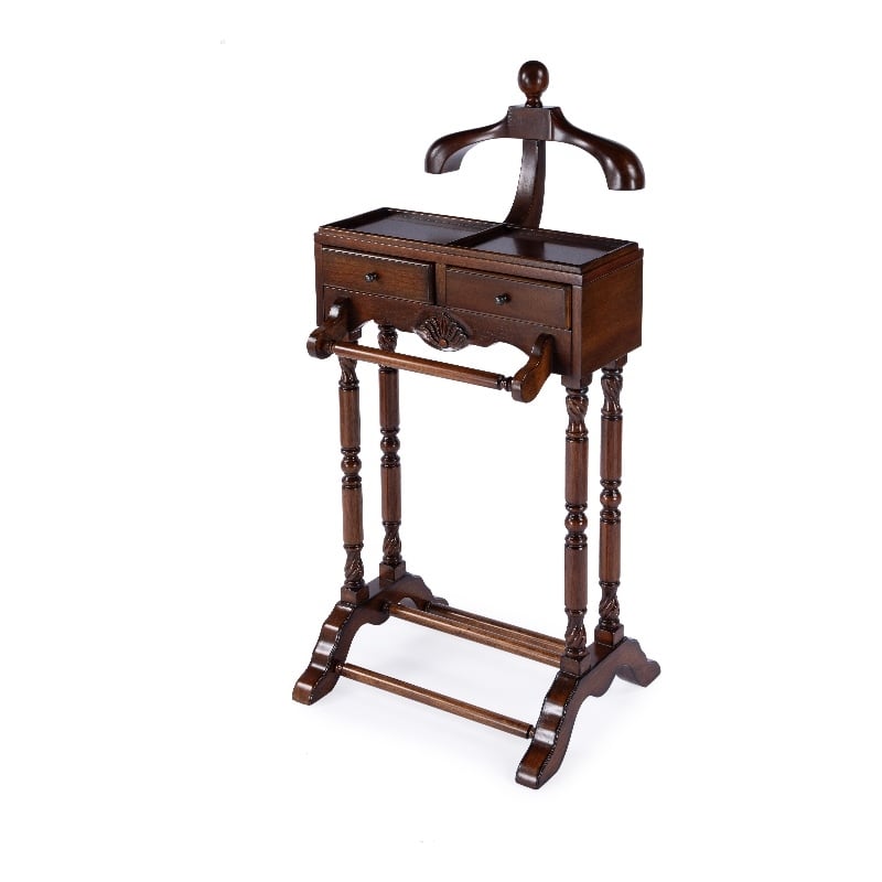 Pemberly Row Contemporary Clothing Valet Stand - Medium Brown