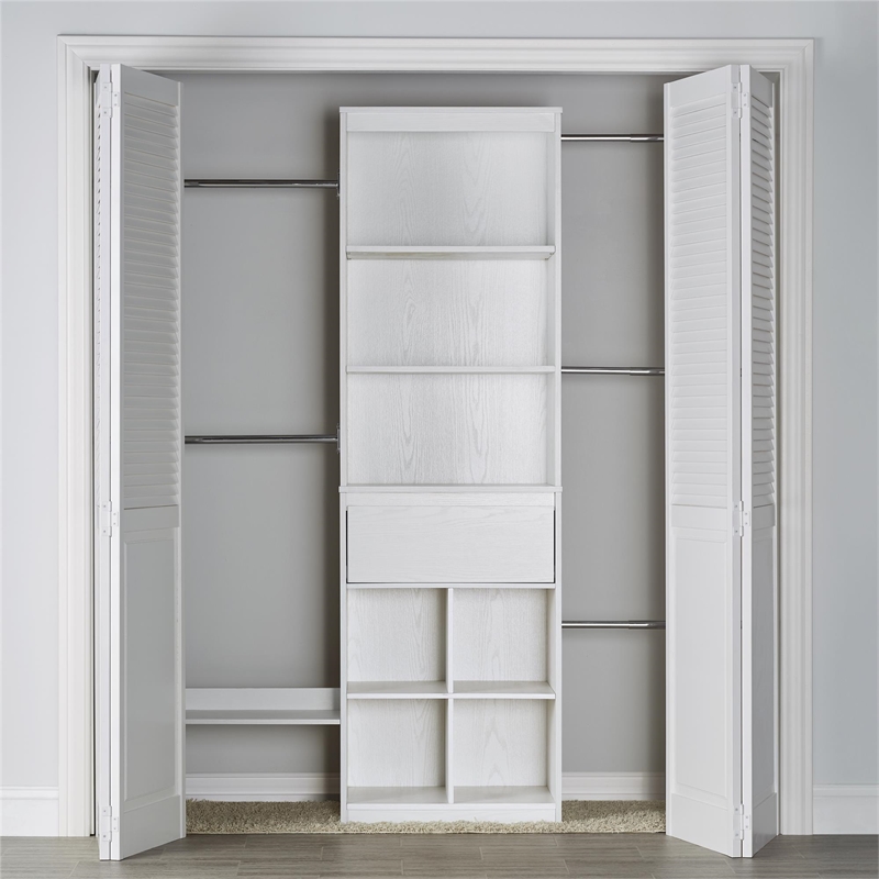 Pemberly Row Contemporary Engineered Wood Closet Organizer in White