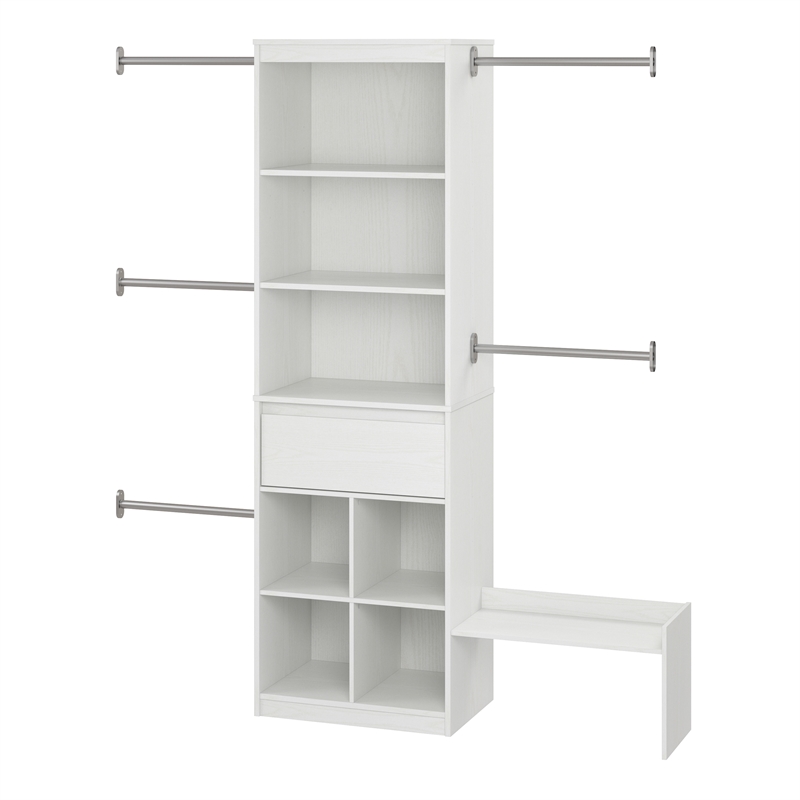 Pemberly Row Contemporary Engineered Wood Closet Organizer in White