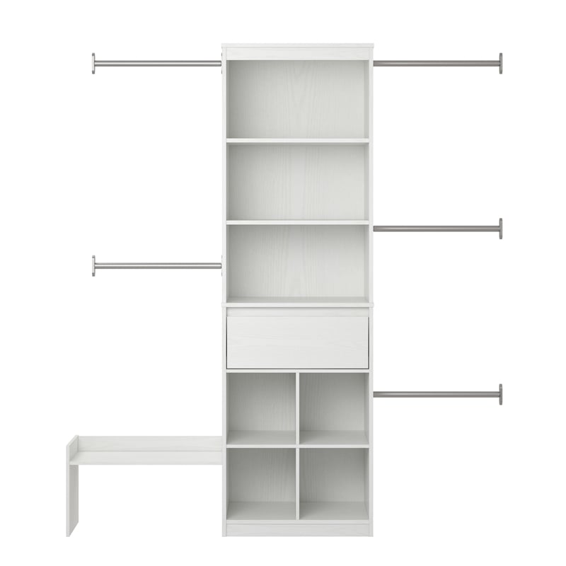 Pemberly Row Contemporary Engineered Wood Closet Organizer in White