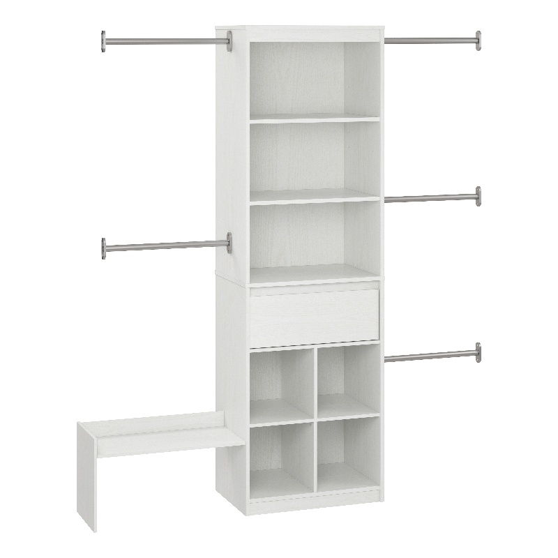 Pemberly Row Contemporary Engineered Wood Closet Organizer in White