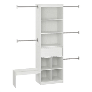 Pemberly Row Contemporary Engineered Wood Closet Organizer in White