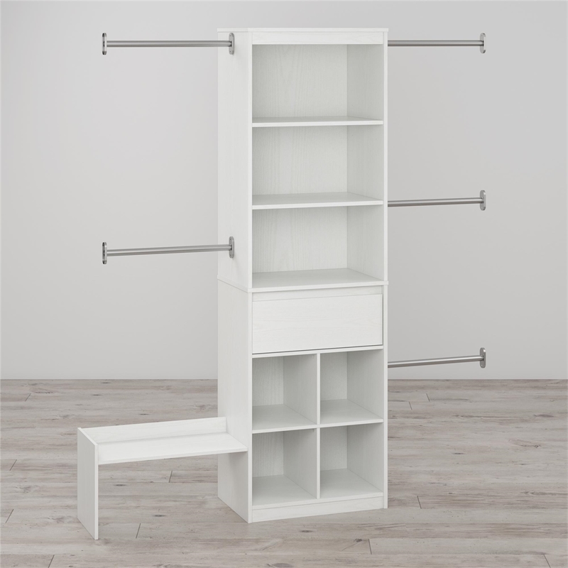 Pemberly Row Contemporary Engineered Wood Closet Organizer in White