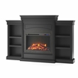 Pemberly Row Contemporary Engineered Wood Mantel Fireplace in Black