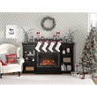 Pemberly Row Contemporary Engineered Wood Mantel Fireplace in Black