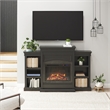 Pemberly Row Contemporary Engineered Wood Mantel Fireplace in Black