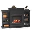 Pemberly Row Contemporary Engineered Wood Mantel Fireplace in Black