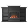 Pemberly Row Contemporary Engineered Wood Mantel Fireplace in Black