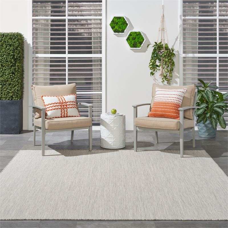 Pemberly Row 10' x Square Ivory Silver Fabric Modern Area Rug