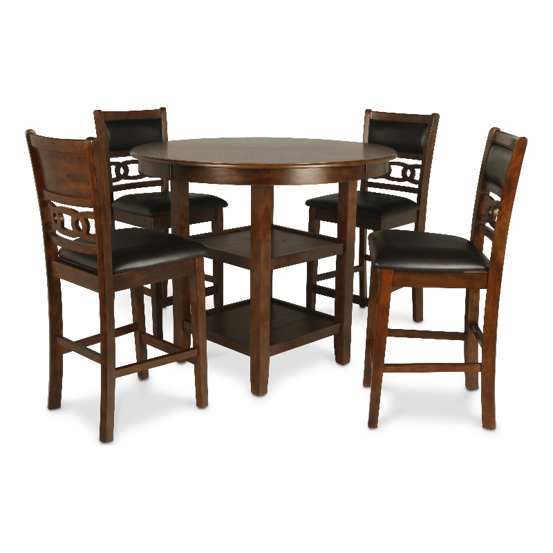 Pemberly Row Contemporary 5-Piece Transitional Wood Dining Set in Brown