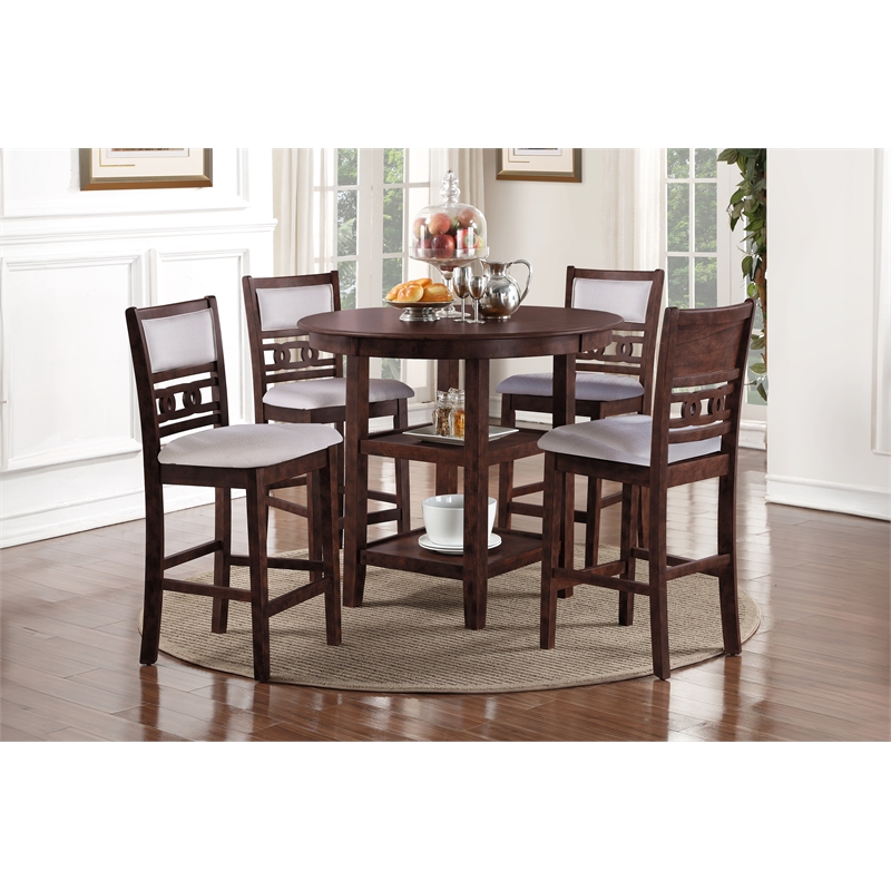 Pemberly Row Contemporary 5-Piece Transitional Wood Dining Set in Cherry
