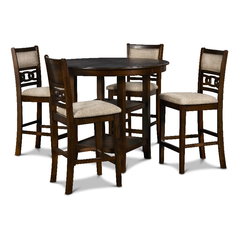 Pemberly Row Contemporary 5-Piece Transitional Wood Dining Set in Cherry